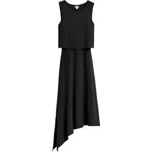 Cuyana Asymmetrical Overlay Tie Midi Dress
